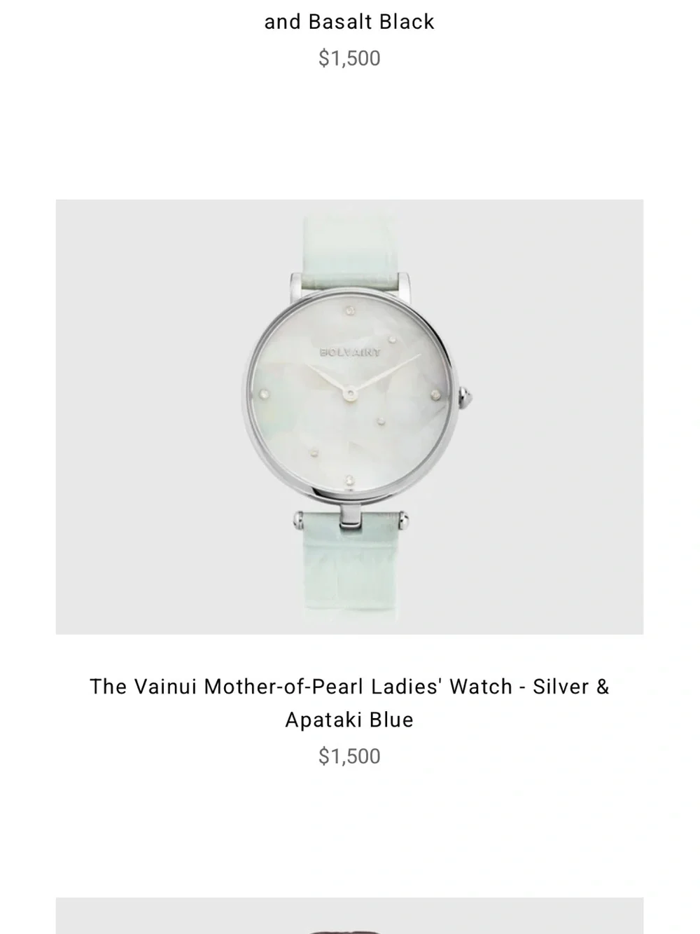 Bolvaint Women's Pale Green Mother-of-Pearl Dial Watch